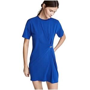Rag & Bone Mitchell Hook Front Crewneck Tee Dress in Pacific Blue Size Medium